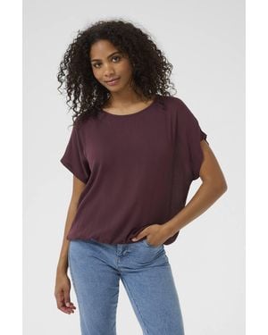 Kaffe Round Neck Short Sleeve Blouse - Purple