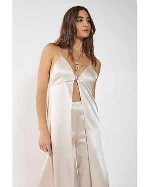 Nasty Gal Satin Buckle Front Strappy Maxi Top - White