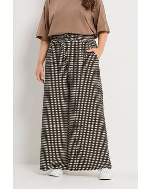 Yours Gingham Wide Leg Trousers - Brown