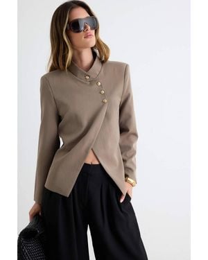 WOVCOR Double Breasted Tailored Blazer Jacket - Natural