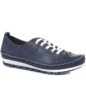 Pavers Wide Fit Leather Lace-Up Trainers - Blue