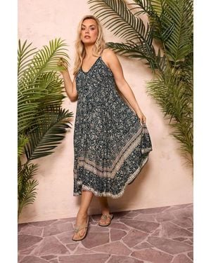 Yours Paisley Hanky Hem Dress - Green