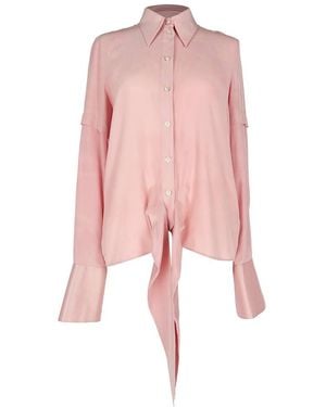 Victoria Beckham Preloved Button-Down Tie-Front Blouse - Pink