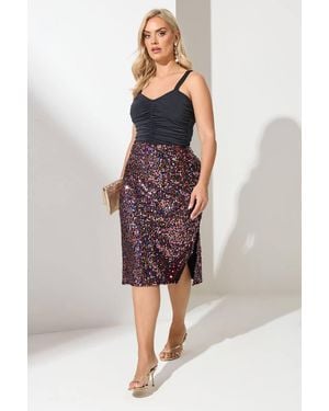 Yours Sequin Midi Skirt - Pink