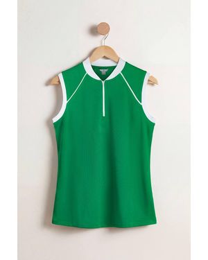 Enorsia Sleeveless Quarter Zip Polo Shirt - Green