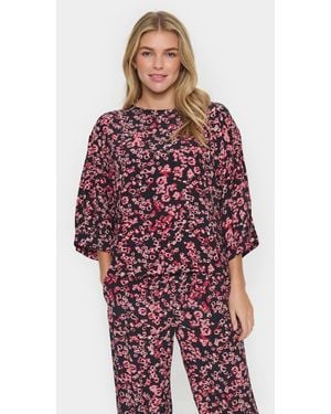 Saint Tropez Jeahsz 3/4 Sleeve Loose Fit Blouse - Red
