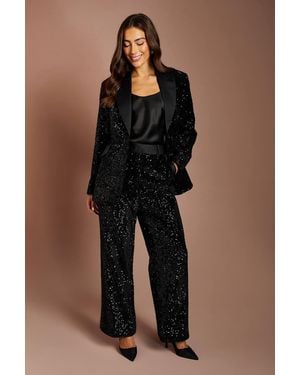 Coast Sequin Wide Leg Trouser - Black