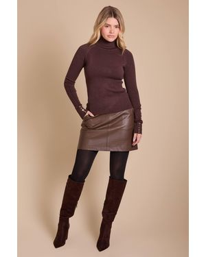 Dorothy Perkins Super Soft Roll Neck Stud Detail Cuff Jumper - Natural