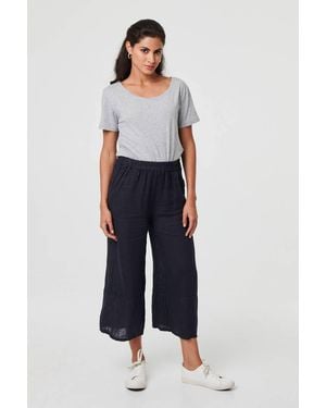 Izabel London Floral High Waist Stretchy Crop Trousers - Blue