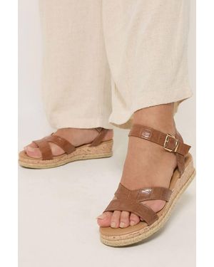 Yours Plaited Wedge Sandals - Natural