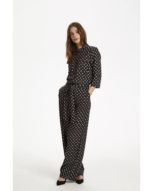 Kaffe Rutie Print Wide Leg Jumpsuit - Black