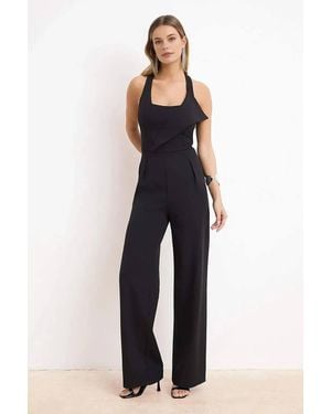 WOVCOR Asymmetric Neck Wide Leg Jumpsuit - Blue
