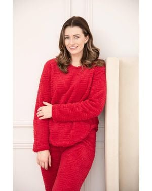 CAMILLE Supersoft Textured Woven Pattern Fleece Pyjamas