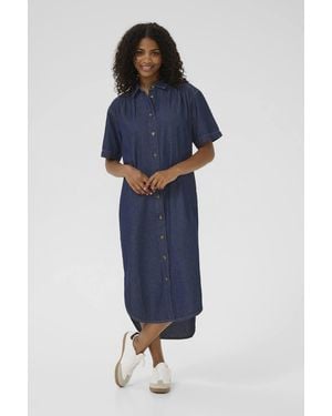 Kaffe Kaluise Midi Denim Dress - Blue