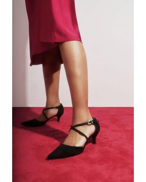 Where's That From 'Indie' Pointed Toe Kitten Heel W/ Cross Straps - Red