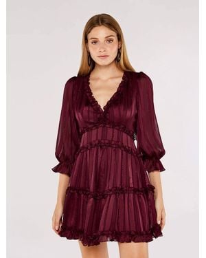 Apricot Ruffle Tiered Mini Dress