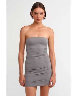 Dilvin Strapless Bodycon Mini Dress - Grey