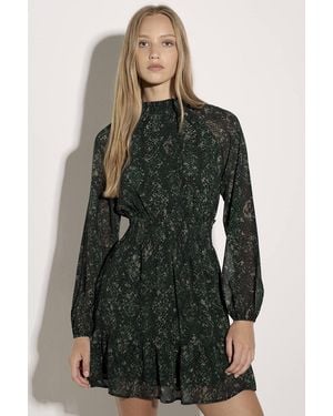 Apricot Snakeskin Chiffon Mini Dress - Green