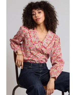 Kite Camellia Crendell Dolly Collar Twill Blouse - Red