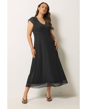 Yours Cap Sleeve Maxi Dress - Black