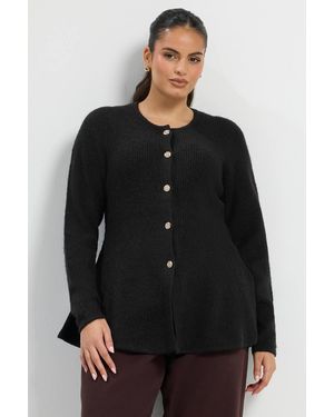 Yours Peplum Knitted Cardigan - Black