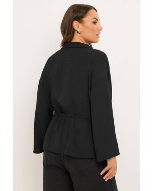 Yours Tie Waist Utility Top - Black