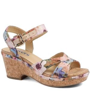 Pavers Patterned Cork Wedge Platform Sandals - Pink