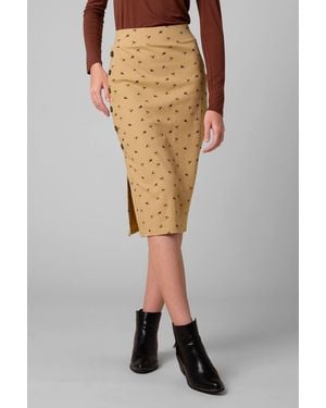 Enorsia Sketch Print Rib Basic Skirt - Yellow