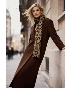 WOVCOR Leopard Print Brushed Knit Soft Winter Scarf - Natural