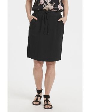Kaffe Naya Knee Length Skirt W/ Tie Waist - Black