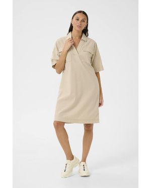 Kaffe Kanaya Short Sleeves Above Knee Dress - Natural