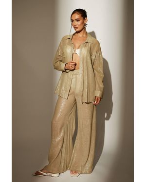 South Beach Metallic Long Sleeve Shirt - Natural