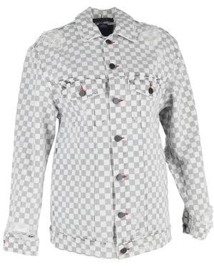 Alexander Wang Preloved Daze W/ Checkerboard Print Denim Jacket - Grey