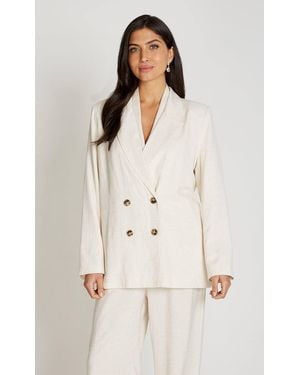 Little Mistress Oatmeal Blazer W/ Linen - Natural