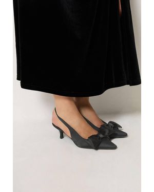 Long Tall Sally Bow Detail Slingback Heels - Black