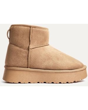 Linzi Cammie Chestnut Faux Suede Platform Ankle Boot - Natural