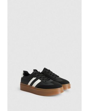 Dorothy Perkins Tony Faux Leather Lace Up Chunky Trainers - Black