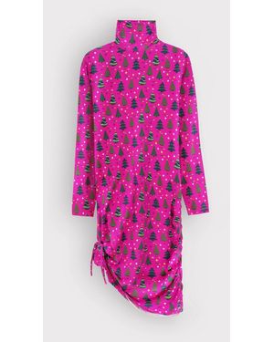 Enorsia Side Tie Knot Christmas Mini Dress - Pink