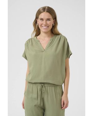 Kaffe Kamilia Wing Short Sleeve Blouse - Green