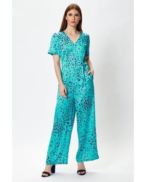 Liquorish Wide Leg Jumpsuit - Blue