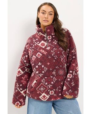 Yours Tile Quarter Zip Fleece - Red