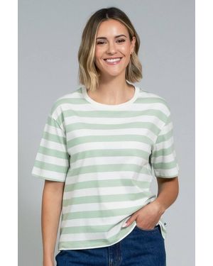 Kite Oxbridge Jersey T-Shirt Soft Sage Stripe - Grey