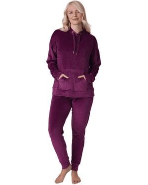 CAMILLE Supersoft Velour Loungewear Pyjama Set - Purple
