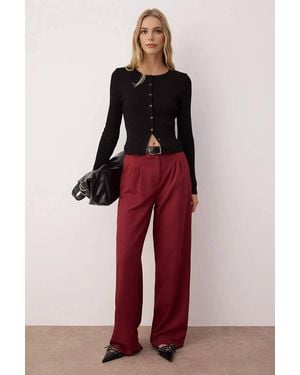WOVCOR Pleated Wide Leg Tailored Trousers