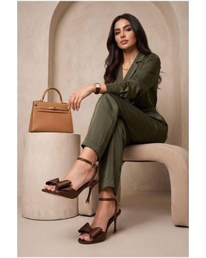 Miss Diva Dazsha Bow Detail Anklestrap High Heel Sandals - Brown