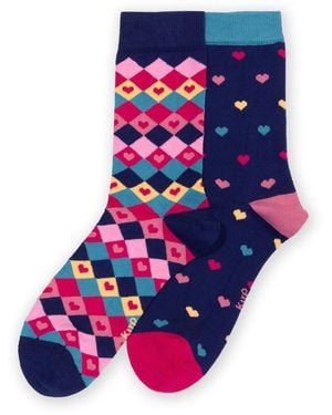 Kite Diamond Heart Socks - Blue