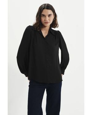 Finery London Melina Button Through Crepe Blouse - Black