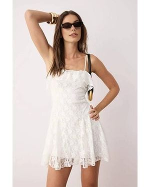 WOVCOR Lace Strap Fit & Flare Mini Dress - White