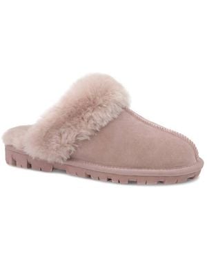 Pavers Luxury Sheepskin Leather Mule Slippers - Pink