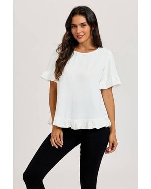 FS Collection Frill Detail Short Sleeves Top - White